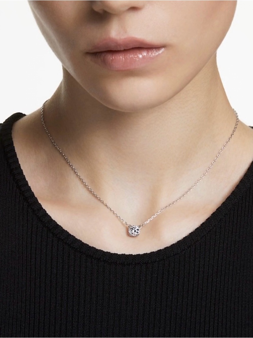 Swarovski Stilla Pendant Necklace – Rhodium Plated, White💎✨
